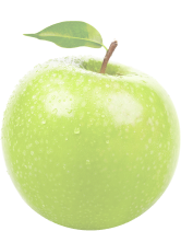 mid size green apple with opacity